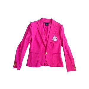 Ralph Lauren Sport Size 10 Pink Crown Crest Blazer Jacket  Polo Royal Coat